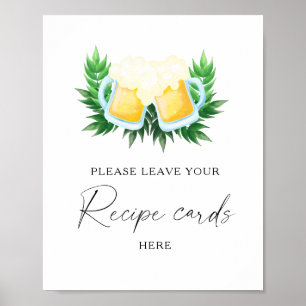 Bier Junggesellinnenabschied Rezeptkarte hier Poster
