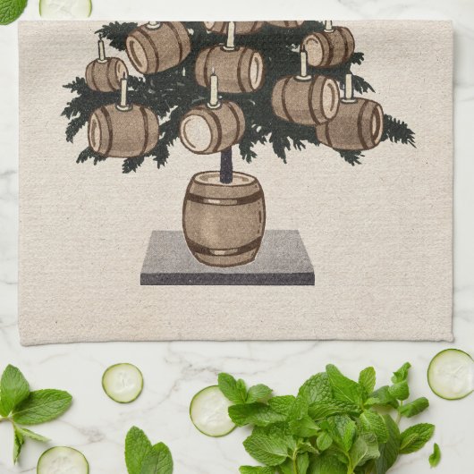 Bier Keg Christmas Tree Geschirrtuch (Gefaltet)