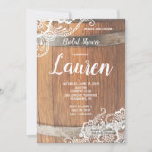 Bier Keg Lace Rustic Wood Brautparty Einladung (Vorderseite)