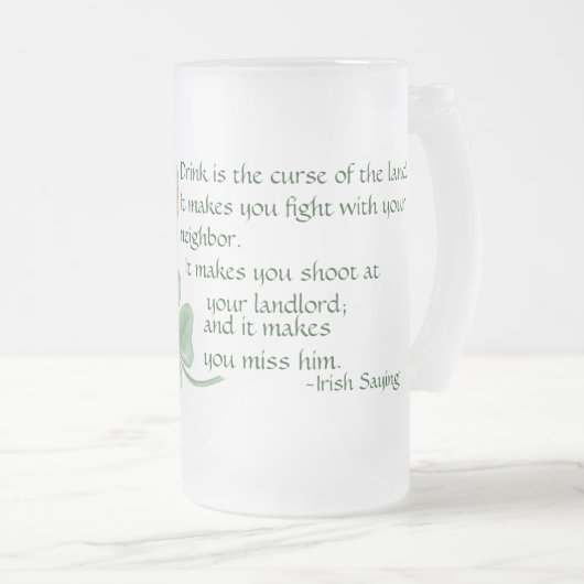 Bier & Kleeblatt/irisches Sprichwort Mattglas Bierglas (VorderseiteRechts)