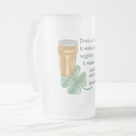 Bier & Kleeblatt/irisches Sprichwort Mattglas Bierglas (Vorderseite Links)