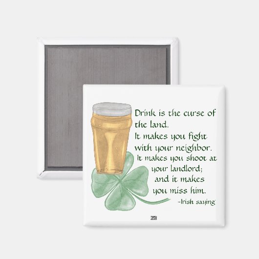 Bier & Kleeblatt/Irish Sprichwort Magnet (Vorderseite/Rückseite)