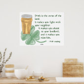Bier & Kleeblatt/Irish Sprichwort Poster (Küche)