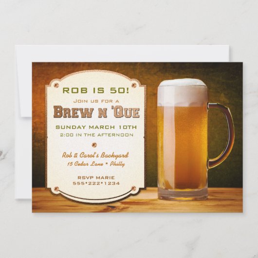 Bier Leather Rivets Brew N'Que Einladung (Vorderseite)