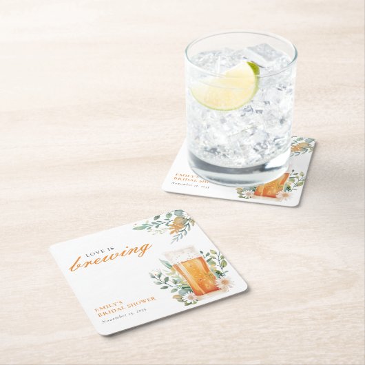 Bier Liebe Braut Brautparty Rechteckiger Pappuntersetzer (Vor Ort)