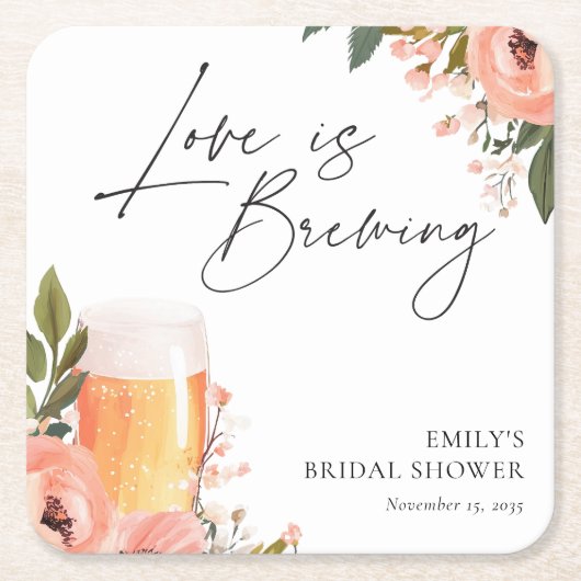 Bier Liebe Braut Brautparty Rechteckiger Pappuntersetzer (Vorderseite)