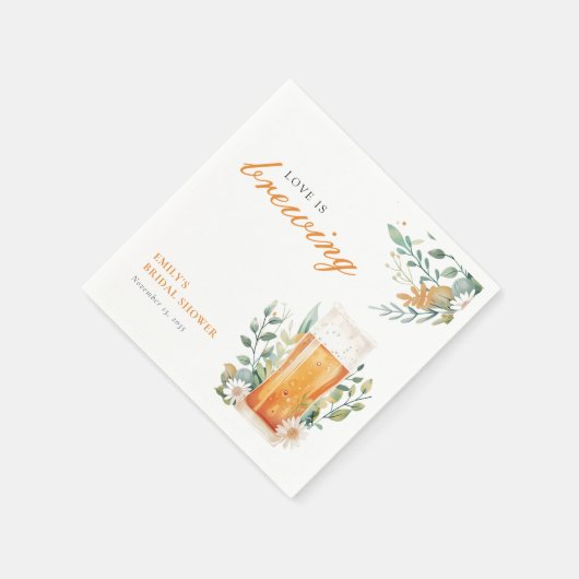 Bier Liebe Braut Brautparty Serviette (Ecke)