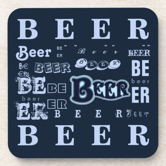 Bier- Lite Blue auf Dunkelblau Untersetzer (Vorderseite)