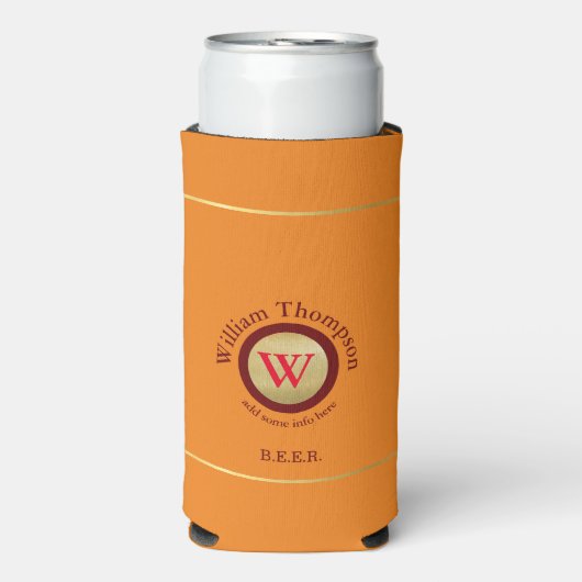 Bier-Logo (Name und Initialen) Orange Selters Dosenkühler (Seltzer Vorderseite)