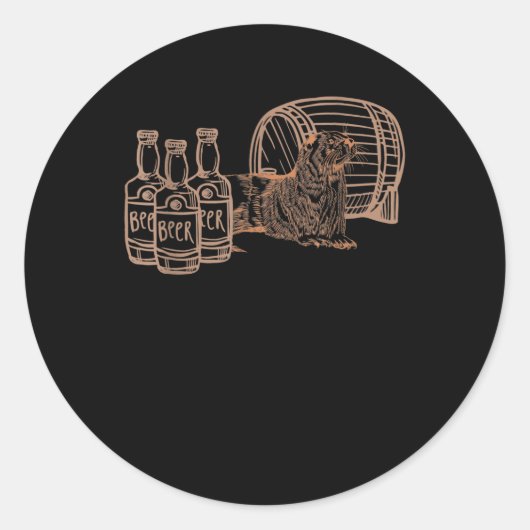 Bier Lover trinkt Betrunken Otter Runder Aufkleber (Vorderseite)