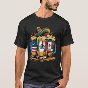 Bier Mexikanisch USA-Flagge Cinco de Mayo Trinkpar T-Shirt