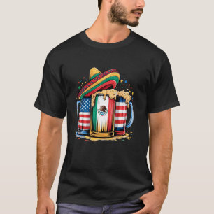 Bier Mexikanisch USA-Flagge Cinco de Mayo Trinkpar T-Shirt