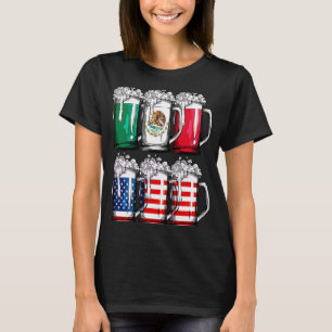 Bier mexikanische amerikanische Flagge Cinco de Ma T-Shirt