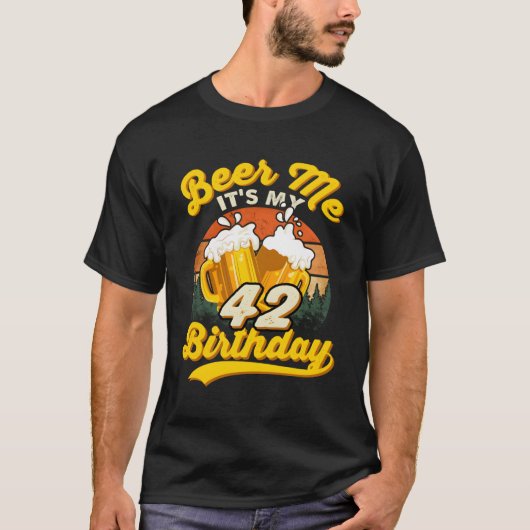 Bier mir sein 42. 42. Getränk T-Shirt (Vorderseite)