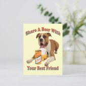 Bier mit Boxer teilen Postkarte (Stehend Vorderseite)