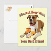 Bier mit Boxer teilen Postkarte (Vorne/Hinten)