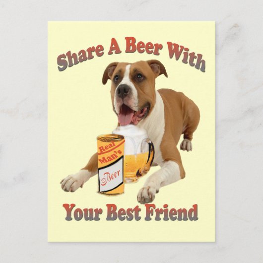 Bier mit Boxer teilen Postkarte (Vorderseite)