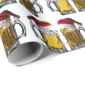 Bier mit dem Weihnachtsmann Hats Geschenkpapier (Rolleneckpunkt)