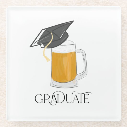 Bier mit Grad-Cap-Abschluss Glasuntersetzer (Vorderseite)