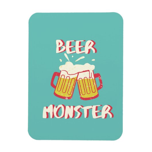 Bier Monster Magnet mit Aquamarine Hintergrund (Vertikal)