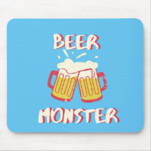 Bier-Monster-Mauspad | Blauer Hintergrund