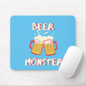 Bier Monster Mouse Mat | Blauer Hintergrund Mousepad (Mit Mouse)
