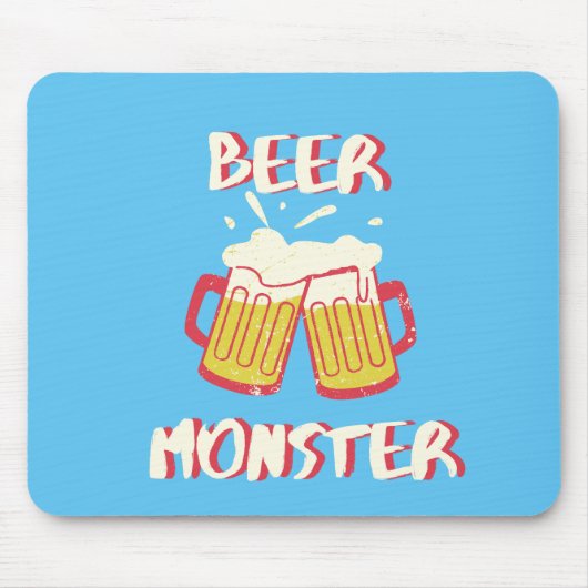 Bier Monster Mouse Mat | Blauer Hintergrund Mousepad (Vorne)