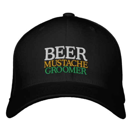 BIER MUSTACHE GROOMER BESTICKTE KAPPE (Vorderseite)