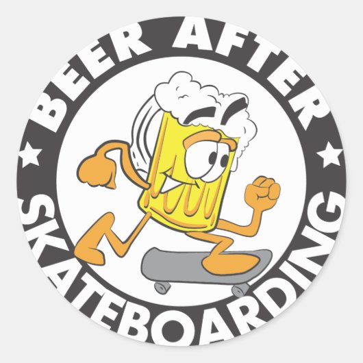 Bier nach dem Skateboarding-Aufkleber Runder Aufkleber (Vorderseite)
