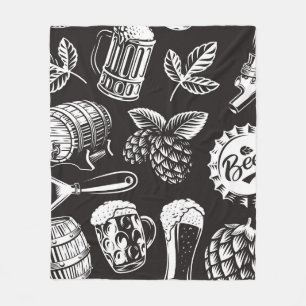 Bier nahtlos im Vintagen Stil, Backgro Fleecedecke