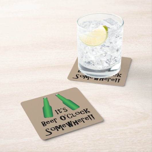 Bier O'Clock Bier Oclock Rechteckiger Pappuntersetzer (Vor Ort)