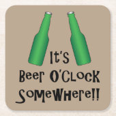 Bier O'Clock Bier Oclock Rechteckiger Pappuntersetzer (Vorderseite)