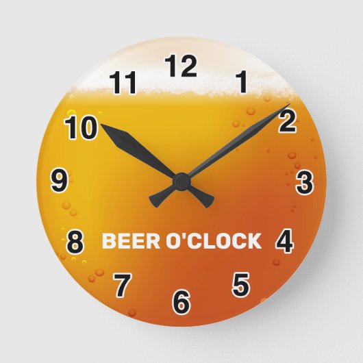 BIER O'CLOCK RUNDE Wall Clock Wanduhr (Vorderseite)