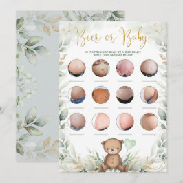 Bier oder Baby Bly Teddy Bear Greenery Duschgame Einladung