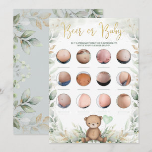 Bier oder Babybauch-Teddybär-Grünzeug-Game Einladung