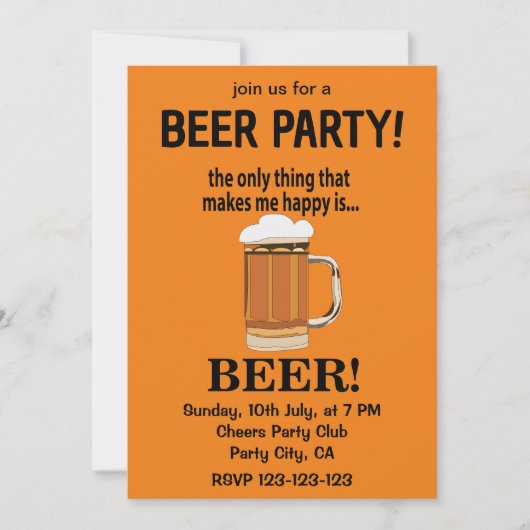Bier Party Drink Bier Einladung (Vorderseite)