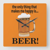 Bier Party Drink Bier Quadratische Wanduhr (Vorderseite)