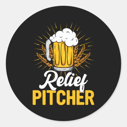 Bier Pitcher Baseball Bier Drinker Runder Aufkleber (Vorderseite)