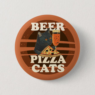 Bier Pizza Katzen – Cooler Katzenliebhaber Retro-S Button