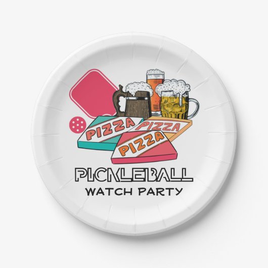 Bier Pizza PICKLEBALL PARTY Pappteller (Vorderseite)