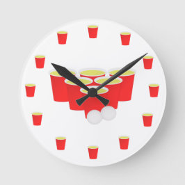 Bier Pong Batterie-Uhr Runde Wanduhr