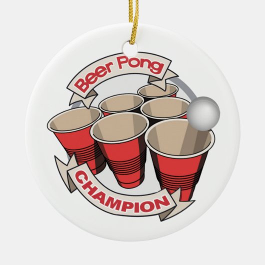 Bier Pong Meister-Geschenk Keramik Ornament (Vorne)