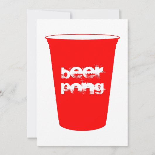 Bier pong: rote Partyschale Einladung (Vorderseite)