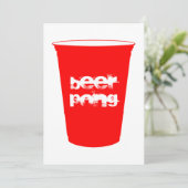 Bier pong: rote Partyschale Einladung (Stehend Vorderseite)