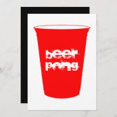 Bier pong: rote Partyschale Einladung (Vorne/Hinten)