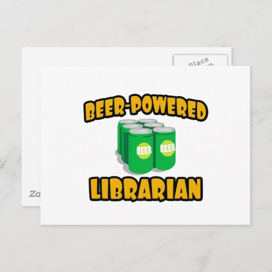Bier-Powered Librarian Postkarte (Vorne/Hinten)