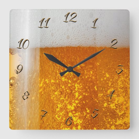 Bier Quadratische Wanduhr (Vorderseite)