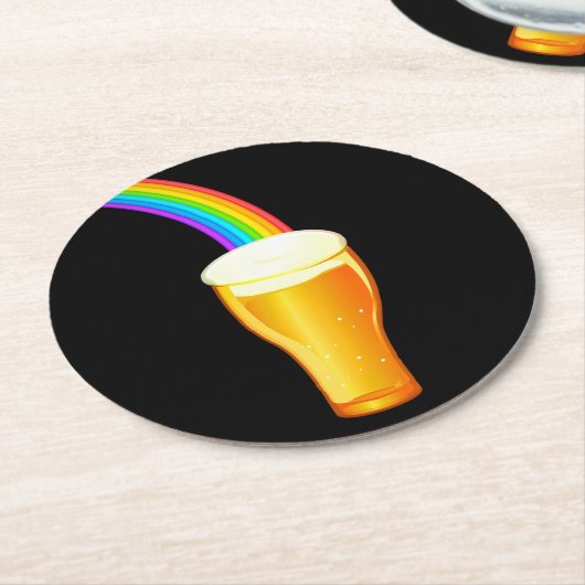 Bier Rainbow Runder Pappuntersetzer (Angewinkelt)