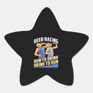 Bier-Rennen beim Trinken von Bier Stern-Aufkleber