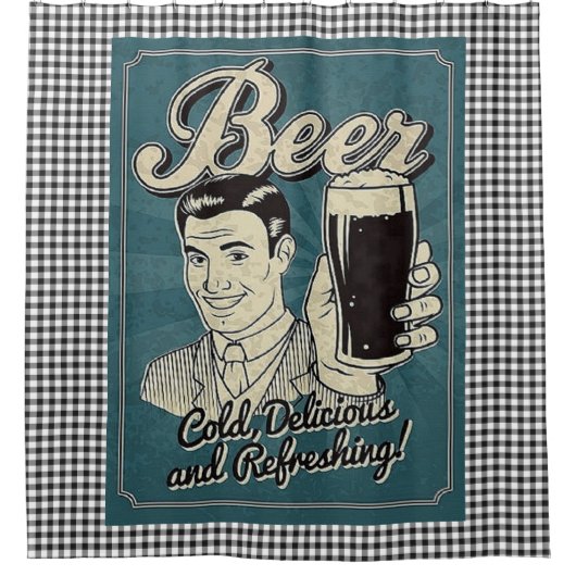 Bier Retro Duschvorhang (Vorderseite)